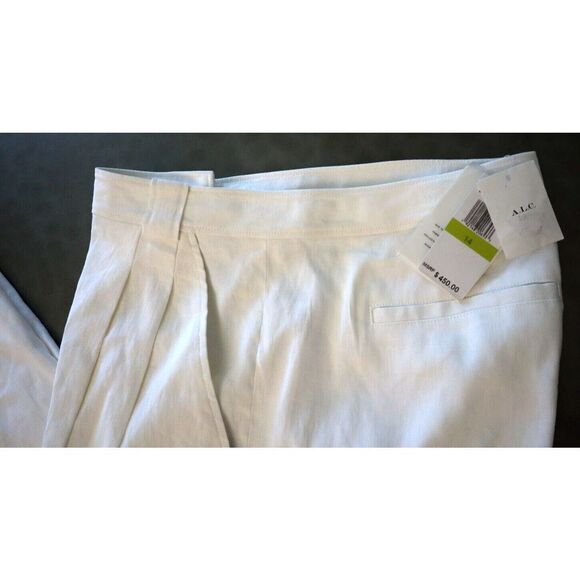 A.L.C. Women's Sz 14 Ecru Off-White Tommy Straight-Leg High-Waisted Pants $450 - Picture 5 of 9